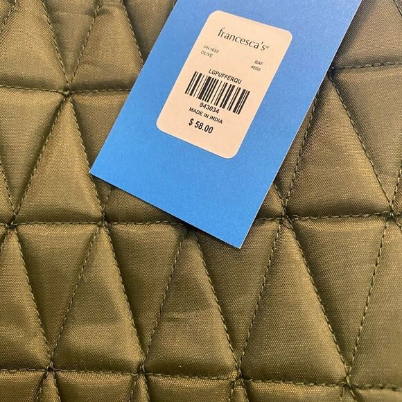 NEW Francesca's Kenzie Olive Puffer Quilted Tote Bag - Picture 4 of 5